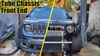 HEMI Swap Jeep Renegade pt 25 Bash Bar Radiator Headlights and Grille [upl. by Anitra]