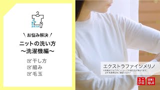 UNIQLO 服のお手入れ  ニットの洗い方 ー洗濯機編ー [upl. by Weissmann]