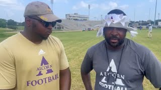 Alcorn State 2024 Football Camp Update The Golden Helmed Review Bennie and Trell stop by fall camp [upl. by Sivert196]