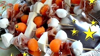 ANTIPASTO FACILE E VELOCE Spiedini di mazzarello prosciutto e [upl. by Sreip]