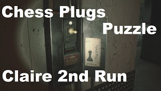 Resident Evil 2 Remake Claire 2nd Run  Chess Plugs Puzzle [upl. by Galvan]