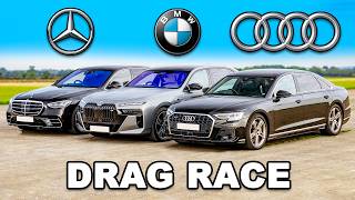 BMW 7 Series v SClass v A8 DRAG RACE [upl. by Isied]