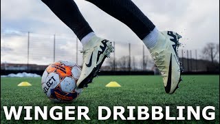 WINGER Dribbling Training  5 Winger Dribbling Drills For Footballers [upl. by Yelsa]