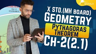 10th Class SSC Geometry Ch221 Pythagoras Theorem Maharashtra board [upl. by Naejeillib]