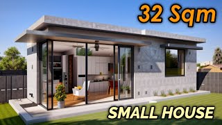 4x8 Meters low cost small house design with floor plan [upl. by Atalante]