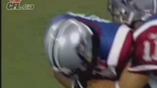 CFL Brian Bratton Kick Return vs Toronto [upl. by Oicnanev327]