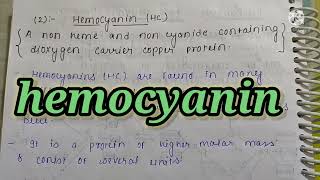 Hemocyanin I Bioinorganic chemistry  Easy hand made notes MSc chemistry notes [upl. by Lamej301]