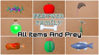 All Feather Family Items And Prey [upl. by Eeznyl]