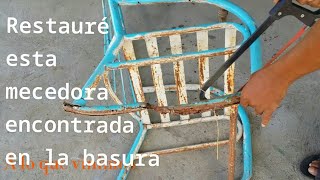 ldeas para restaurar muebles de hierro y combinarlos con madera como restaurar mesedora de hierro [upl. by Ariayek]