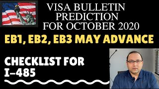 Visa Bulletin Prediction October 2020  GOOD NEWS for EB Category  Checklist for I485 [upl. by Halimeda]