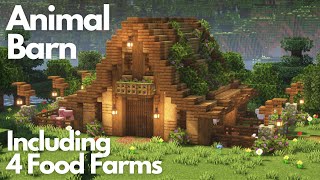 ANIMAL BARN INCLUDING 4 FOOD FARMS  Minecraft Tutorial  Java 121 [upl. by Nevaj642]