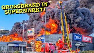 ERSTVIDEO  GROSSBRAND ZERSTÖRT SUPERMARKT  EXPLOSIONEN  FEUERWEHR im GROSSEINSATZ  Mosbach [upl. by Tamara]