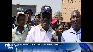 Dismissed OK Foods employees at Rundu protest  nbc [upl. by Enneillij]