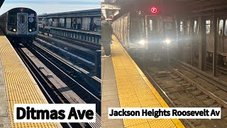 Rail fanning at ditmas ave on the culver liner and at Jackson heights Roosevelt Av on the QBL [upl. by Seagrave]