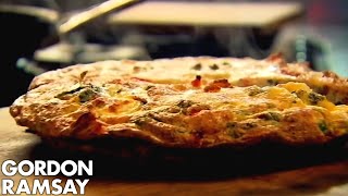 Bacon Pea amp Goats Cheese Frittata  Gordon Ramsay [upl. by Harrak]