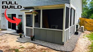 How I Built A DIY Screened In Patio Full Exterior Build [upl. by Nyad]