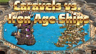 AoE2 Caravels Battle Iron Age Ships AoE1 [upl. by Lunnete9]