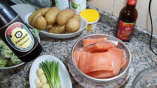 طريقة عمل سلمون ترياكي HOW TO COOK SALMON TERYAKI [upl. by Nnaarat160]