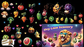 Dancing Fruits  Dancing Vegetables  Dancing Planets  Hey Lion Sensory [upl. by Iaoh522]