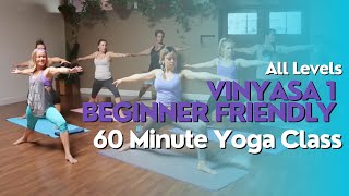 60 Minute Yoga Class  Vinyasa 1 Beginner Friendly Flow [upl. by Eintroc]