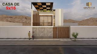 PLANO DE 9x16  HERMOSA CASA CON AMPLIOS ESPACIOS  HOUSE DESIGN 9x16 [upl. by Tucker]