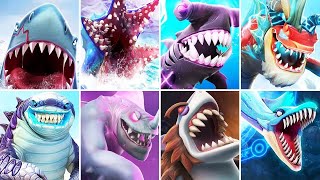 MANEATER ALL SHARKS EVOLUTION including ATOMIC SHARK All Sharks Max Level amp Short Gameplay [upl. by Kare]