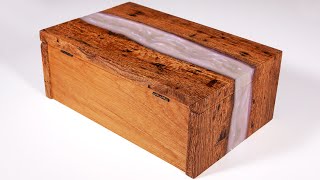 The River Box  Epoxy Woodworking  How to make a river table like wood box with a waterfall edge [upl. by Erminie]