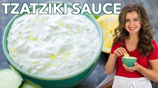 Easy Greek Tzatziki Sauce Cucumber Yogurt Dip shorts [upl. by Bashemeth]