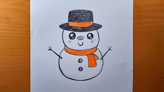 DESSINER UN BONHOMME DE NEIGE FACILE  Comment dessiner un bonhomme avec un crayon  dessiner Noël [upl. by Ahsenre]