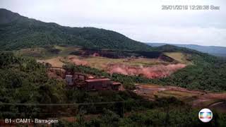 Momento exato do rompimento da barragem em Brumadinho Imagens TV Globo [upl. by Esirrehc]