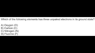 Which Element Has 3 Unpaired Electrons [upl. by Noble844]