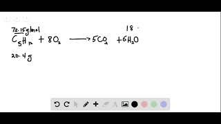 Consider the following unbalanced chemical equation for the combustion of pentane If 20 4 g of penta [upl. by Gilburt]