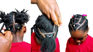 DIY Kids Hairstyle  Beautiful Hairstyle without added hair for little black girls 👧 [upl. by Cortie]