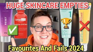 SKINCARE FAVOURITES amp FAILS 2024  Huge Empties Review [upl. by Liamsi]