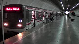 Tbilisi metro M１line at Grmagele მს quotღრმაღელეquot グルジア トビリシ地下鉄 [upl. by Wenoa]