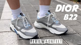 DIOR SNEAKERS  DIOR B22 Dhgate Sneakers Runner Unboxing ReviewampOn Feet WhiteGrayBlue [upl. by Layney]