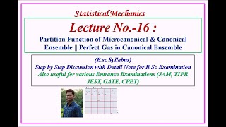 Partition Function of Microcanonical amp Canonical Ensemble  Perfect Gas in Canonical Ensemble [upl. by Relyuc181]