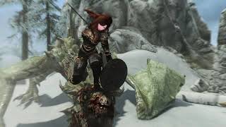 Skyrim Combat Mod Engarde showcasing giant and dragon changes [upl. by Kelsi115]