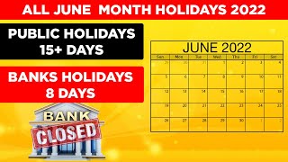 Full List June Holidays 2022 – Government Public amp June Bank Holidays in India [upl. by Marjana]