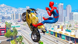 Spiderman Bike Jumps in GTA 5  SpiderMan Jump Stunts Fails  GTA 5 Spiderman Epic Bike Jumps [upl. by Eiryt]