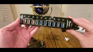 Apanage Powered USB 30 11 Port USB Hub Splitter 7 High Speed Data Transfer AMAZON UNBOXING VIDEO [upl. by Acirfa]