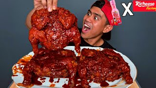 GILA MUKBANG 3 EKOR FLYING CHICKEN RICHEESE PAKE 3 BOTOL SAOS SAMYANG [upl. by Erena]