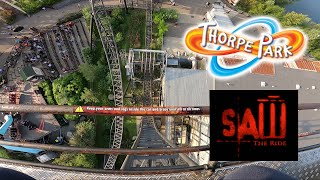 Saw The Ride  Thorpe Park  Oktoberfest  4K [upl. by Annalee]