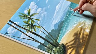 Easy Way to Paint a Paradise Beach  Acrylic Painting for Beginners [upl. by Gnort]