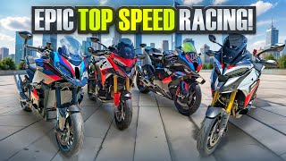 TOP SPEED RACING  BMW M1000XR vs Ducati Multistrada V4 RS amp Pikes Peak [upl. by Asirral]