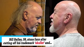 News Bill Bailey 59 stuns fans after cutting off his trademark skullet and shaving his head [upl. by Gnilrets390]