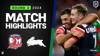 NRL 2024  Roosters v Rabbitohs  Match Highlights [upl. by Drabeck]