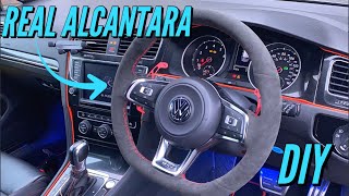 100 Alcantara Steering Wheel Wrap Tutorial  MEWANT AliExpress  Mk7 Golf GTI Mods Interior [upl. by Nelson]