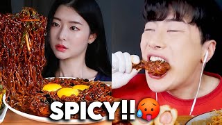 mukbangers EATING EXTREMELY SPICY FOOD 🥵 [upl. by Gambell]