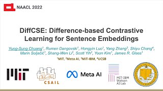 NAACL2022 Oral Presentation  DiffCSE Differencebased Contrastive Learning for Sentence Embeddings [upl. by Namruht57]